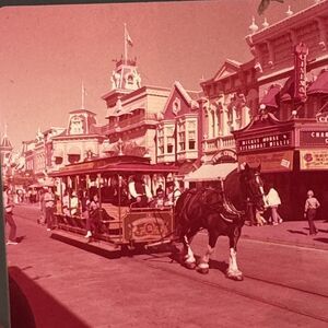 Vintage Photo Slide Walt Disney World Horse Car & Main Street USA Cinema Mickey
